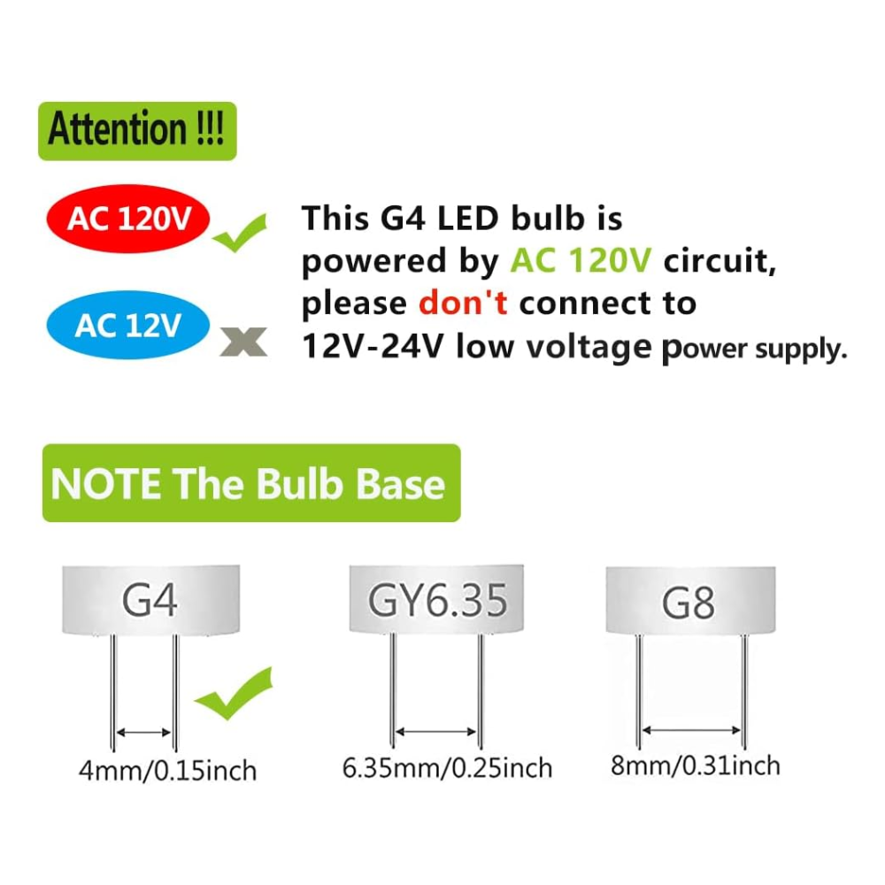 Outdoor Landscape Lighting LED 12V Low Voltage 5 Pack G4 3W Bi Pin 3000K/6000K LED Ceramic Capsule 120V Line Voltage Bulb Energy Efficient Light