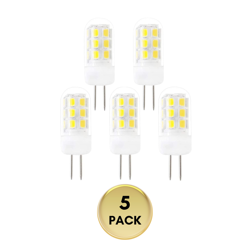 Outdoor Landscape Lighting LED 12V Low Voltage 5 Pack G4 3W Bi Pin 3000K/6000K LED Ceramic Capsule 120V Line Voltage Bulb Energy Efficient Light 6000K Cool White