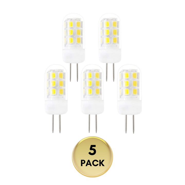 Outdoor Landscape Lighting LED 12V Low Voltage 5 Pack G4 3W Bi Pin 3000K/6000K LED Ceramic Capsule 120V Line Voltage Bulb Energy Efficient Light 6000K Cool White