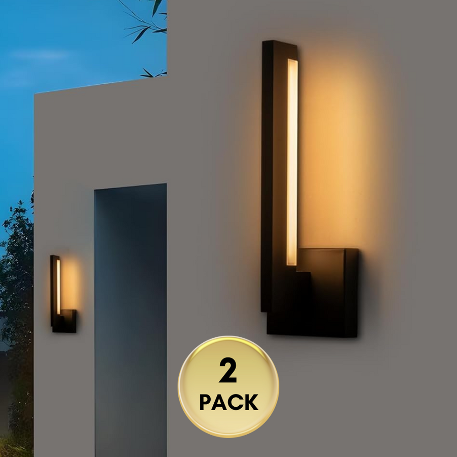 Outdoor Landscape Lighting LED 12V Low Voltage SCH04 2-Pack 13" Linear LED Modern Outdoor Wall Sconce Light Dimmable 12W 3000K Warm White Iron and Acrylic Integrated LED Line Voltage 120V AC IP65 Waterproof Package for Front Door, Porch, Patio, Garage