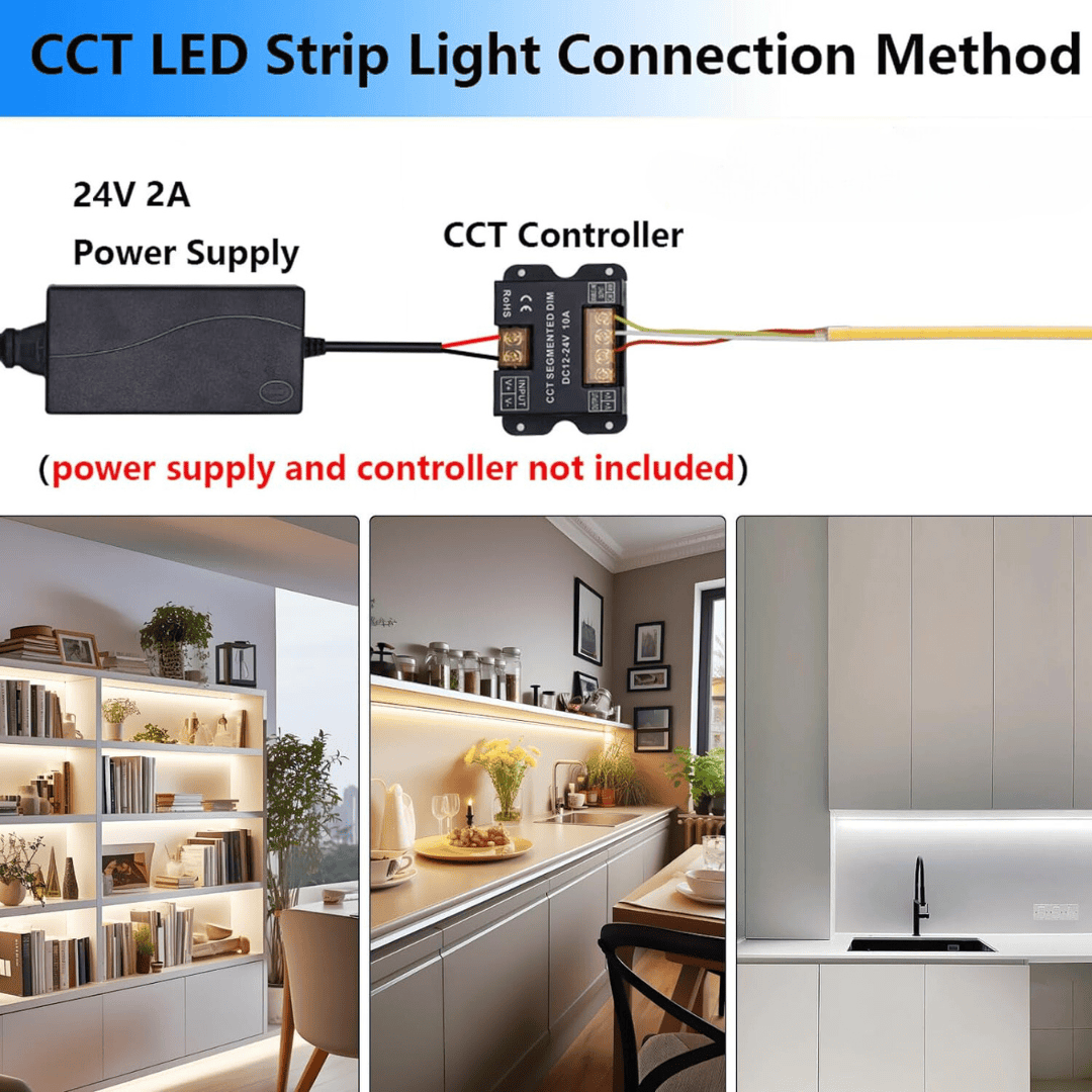 Outdoor Landscape Lighting LED 12V Low Voltage SLD37 Dotless Linear LED Dimmable 5mm Width, Changing Color Temperature 2700K-6500K 3.65W/ft COB Strip Lights IP20 Low Voltage DC 24V Tape Light