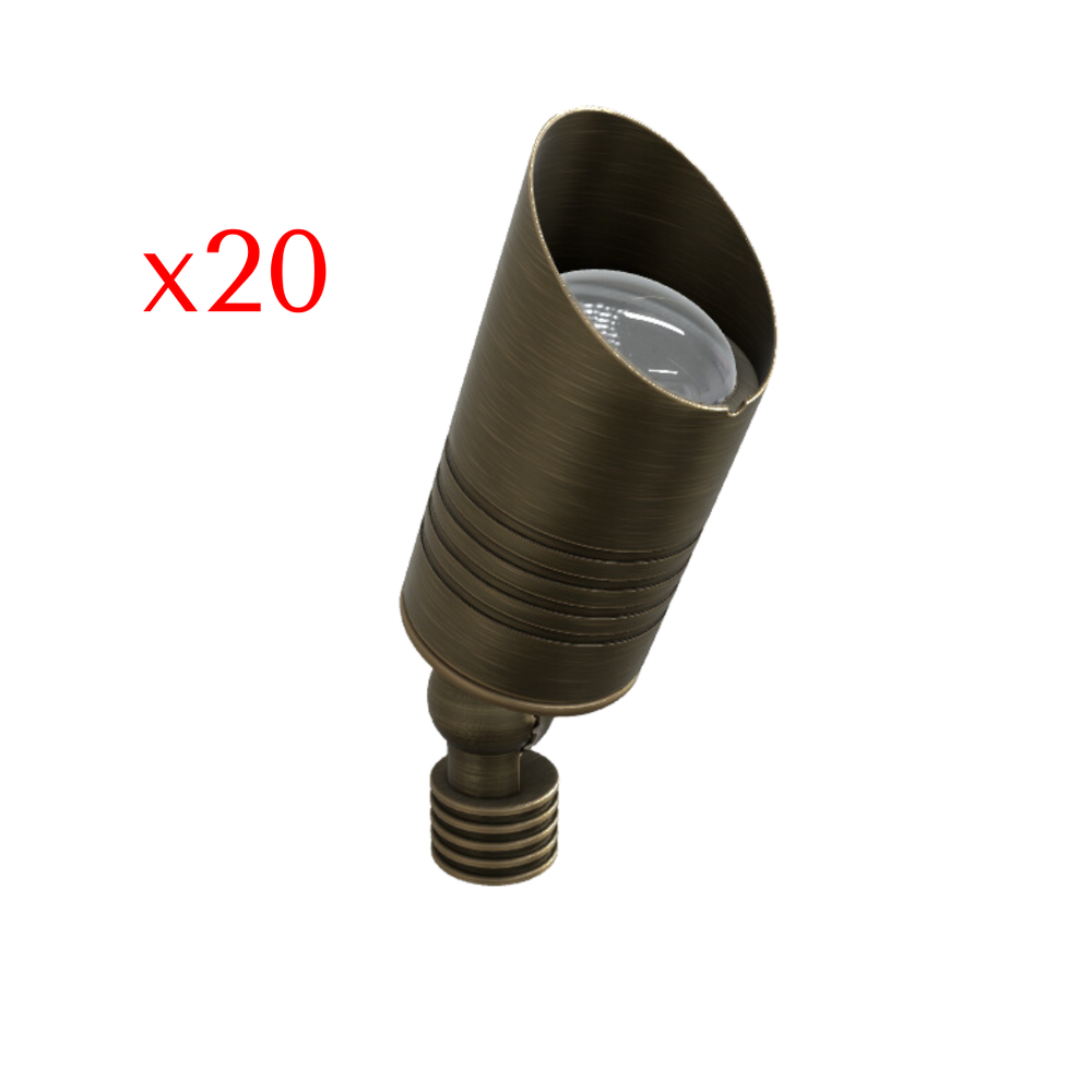 Outdoor Landscape Lighting LED 12V Low Voltage RAL8100 x20 Package Mini Brass Accent Light Low Voltage LED Outdoor Landscape Spotlight [FINAL SALE]