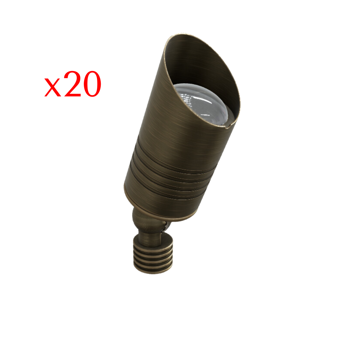 Outdoor Landscape Lighting LED 12V Low Voltage RAL8100 x20 Package Mini Brass Accent Light Low Voltage LED Outdoor Landscape Spotlight [FINAL SALE]