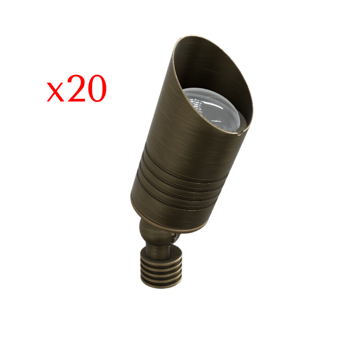 Outdoor Landscape Lighting LED 12V Low Voltage RAL8100 x20 Package Mini Brass Accent Light Low Voltage LED Outdoor Landscape Spotlight [FINAL SALE]