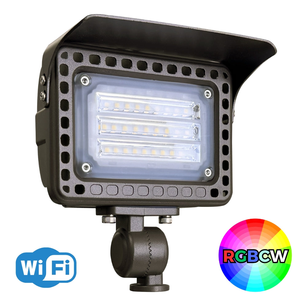 Outdoor Landscape Lighting LED 12V Low Voltage FLARGBCW20 Bronze 4x/8x/12x Package 12V Low Voltage 20W RGBCW Outdoor LED Landscape Lighting Bronze Aluminum Floodlight