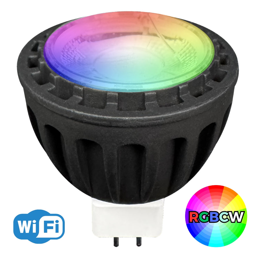 Outdoor Landscape Lighting LED 12V Low Voltage MR16 RGBCW Smart Wi-Fi 6W 12V Low Voltage LED Bulbs 40° Dimmable Energy Saving Waterproof Light CE & RoHS Certified with Antenna