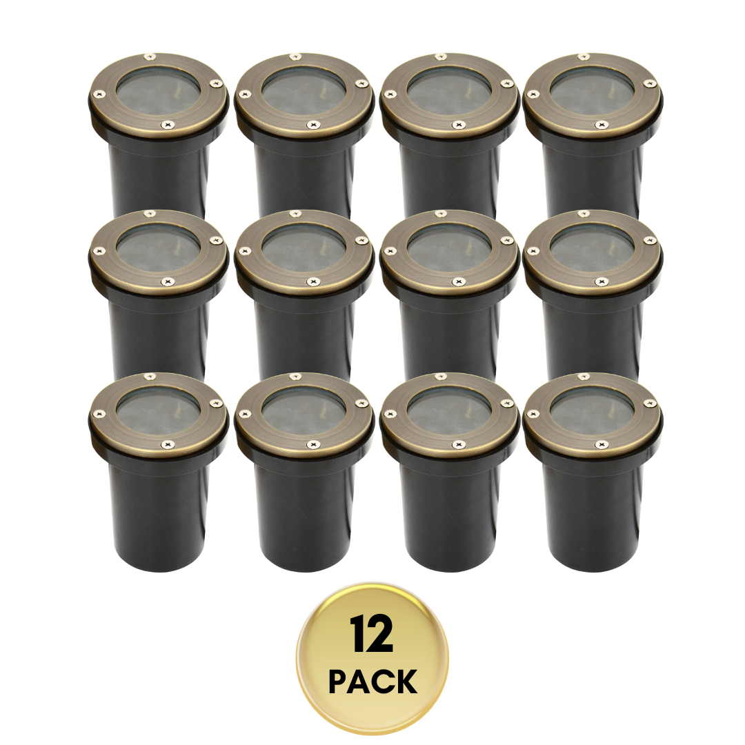 Outdoor Landscape Lighting LED 12V Low Voltage RGL8800 12x Package Cast Brass Bronze Low Voltage Round LED In-Ground Well Light IP65 Waterproof [FINAL SALE]