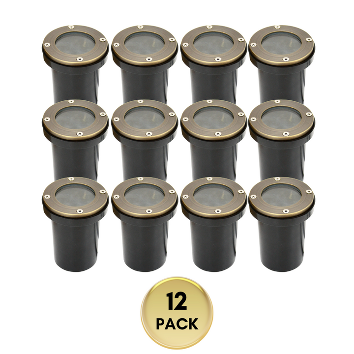 Outdoor Landscape Lighting LED 12V Low Voltage RGL8800 12x Package Cast Brass Bronze Low Voltage Round LED In-Ground Well Light IP65 Waterproof [FINAL SALE]