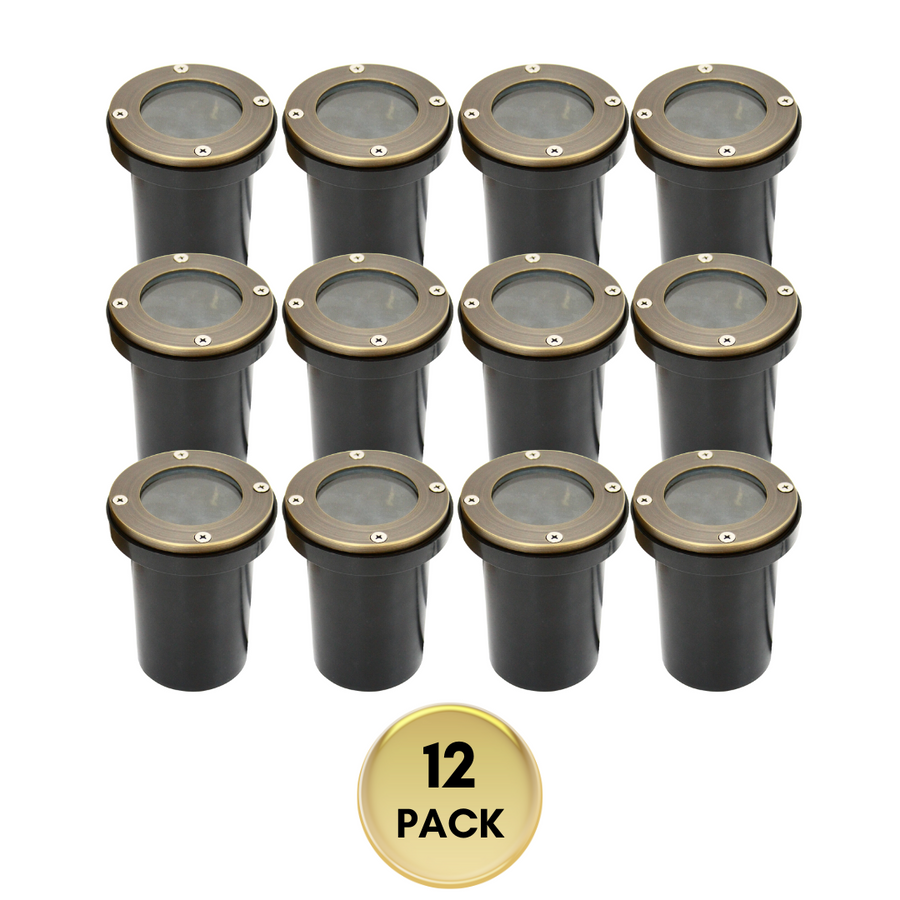Outdoor Landscape Lighting LED 12V Low Voltage RGL8800 12x Package Cast Brass Bronze Low Voltage Round LED In-Ground Well Light IP65 Waterproof [FINAL SALE]