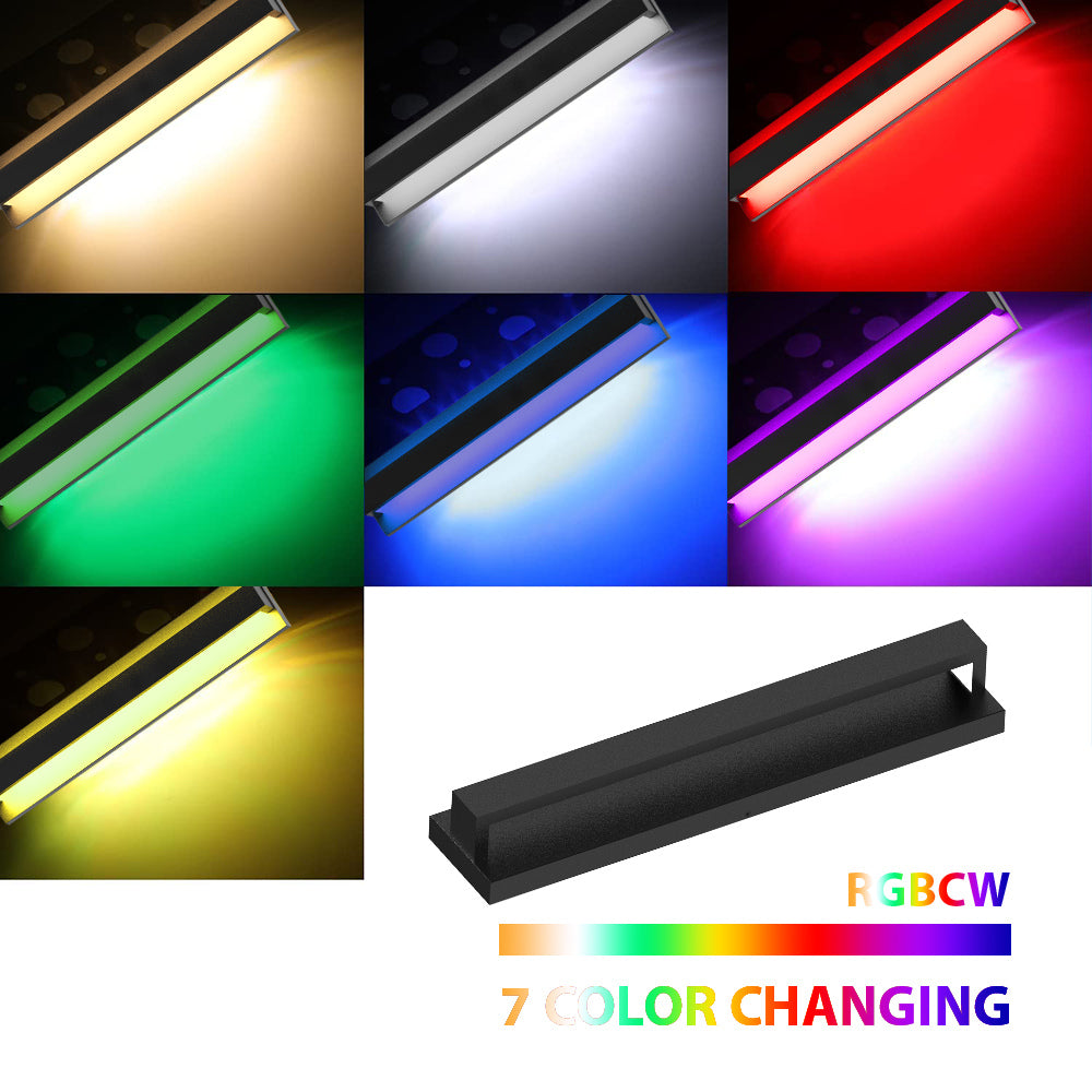 Outdoor Landscape Lighting LED 12V Low Voltage SCA02-24 Integrated LED 24W RGBCW Bluetooth Control 24″x4.9″x3.5″ 12V Low Voltage Aluminum Wall Sconce Lighting IP65 Waterproof