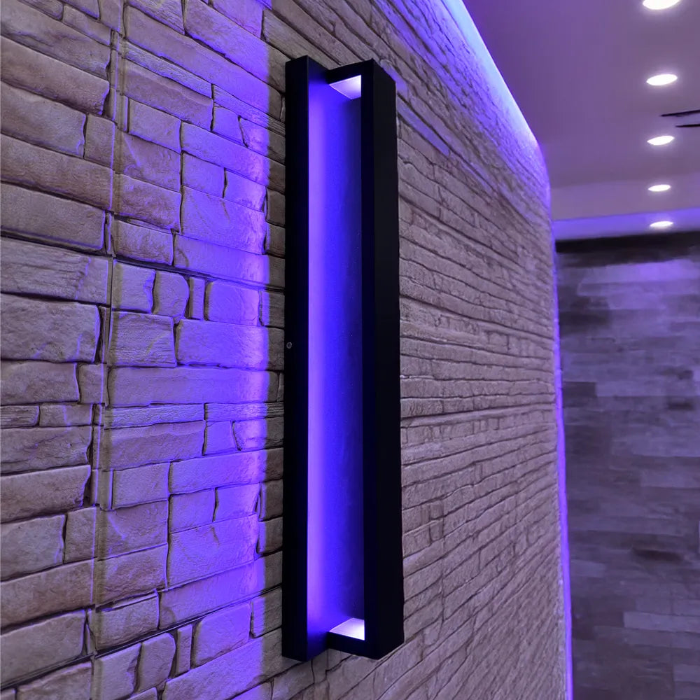 Outdoor Landscape Lighting LED 12V Low Voltage SCA02-24 Integrated LED 24W RGBCW Bluetooth Control 24″x4.9″x3.5″ 12V Low Voltage Aluminum Wall Sconce Lighting IP65 Waterproof
