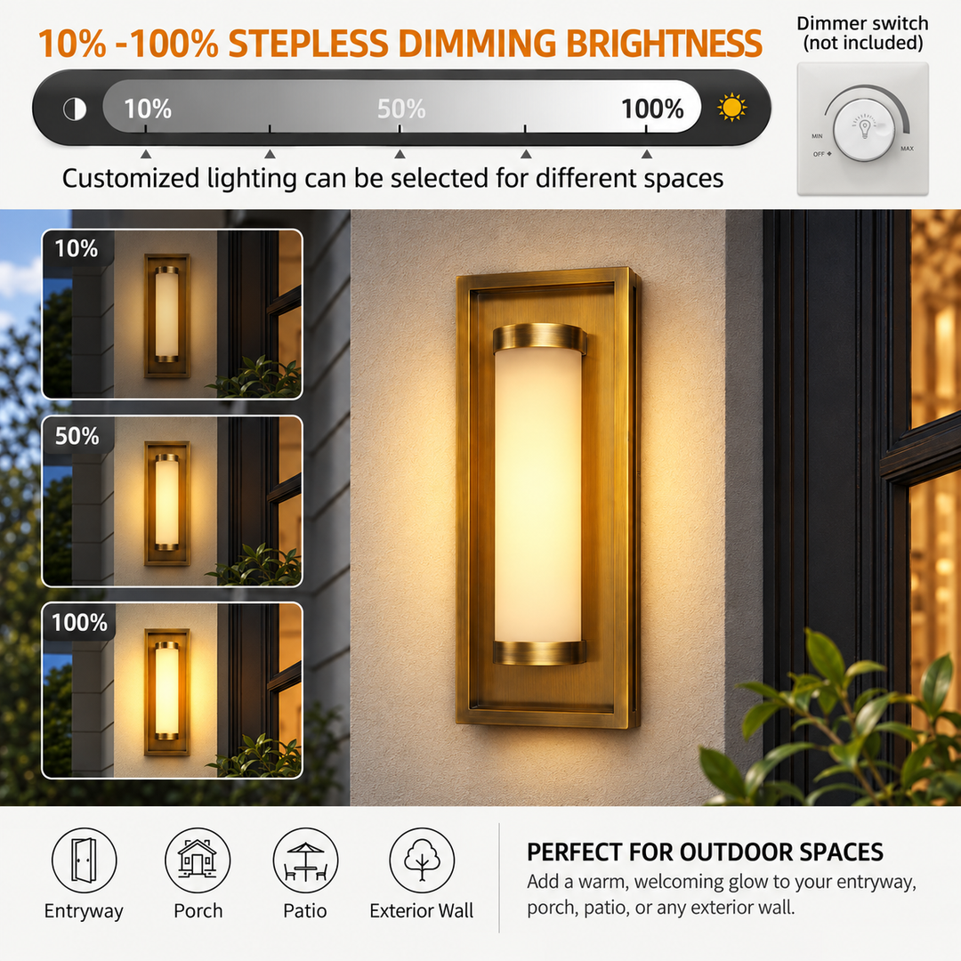 Outdoor Landscape Lighting LED 12V Low Voltage SCH21 15W Modern Dusk-to-Dawn Outdoor 16" x 6" x 3.8" Wall Sconce Light 120V Line Voltage