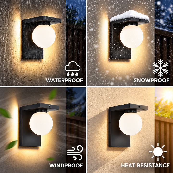 Outdoor Landscape Lighting LED 12V Low Voltage SCH23MS 12W 1100LM 3000K Motion Sensor Frosted Glass Globe Wall Sconce Light 120V Line Voltage