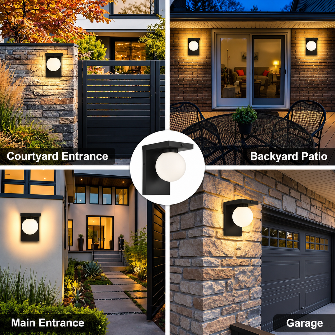 Outdoor Landscape Lighting LED 12V Low Voltage SCH23PC 12W 1100LM 3000K Dusk-to-Dawn Frosted Glass Globe Wall Sconce Light 120V Line Voltage