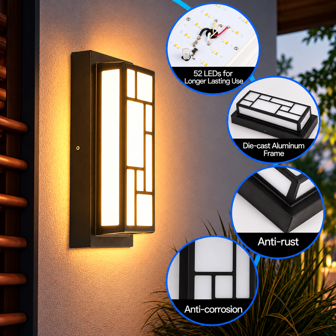 Outdoor Landscape Lighting LED 12V Low Voltage SCH24 6W 5CCT Outdoor Aluminum Frame 12.91" x 5.63" x 3.66" Wall Sconce Light 120V Line Voltage