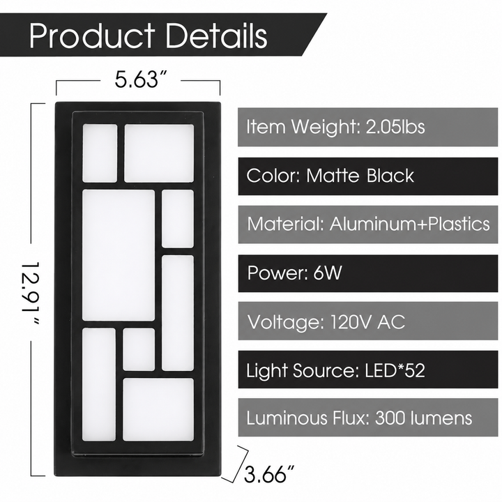 Outdoor Landscape Lighting LED 12V Low Voltage SCH24 6W 5CCT Outdoor Aluminum Frame 12.91" x 5.63" x 3.66" Wall Sconce Light 120V Line Voltage