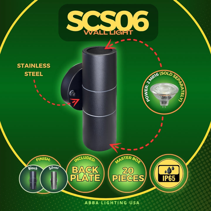 Outdoor Landscape Lighting LED 12V Low Voltage SCS06 4x/8x/12x Package LED Stainless Steel Cylinder Up Down Light 2 Directional Sconce Lighting with 12V Low Voltage 5W 3000K Bulb