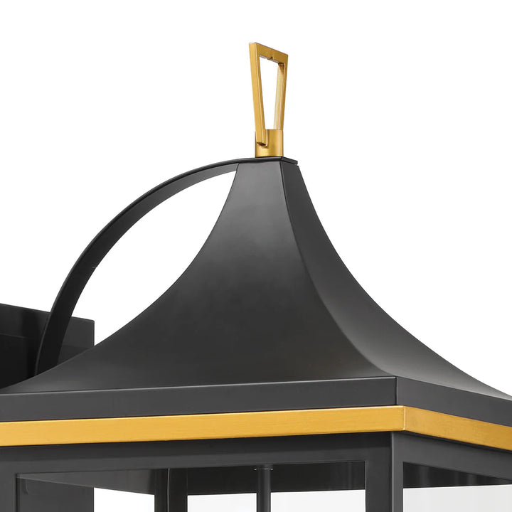 Outdoor Landscape Lighting LED 12V Low Voltage Simpson 4 Light Outdoor Sconce 12.25"x31.5" Stainless Steel and Glass Matte Black with Textured Gold Finish 120V 4 E12 Candelabra Base LED Bulb Sockets for Patio, Garden, Exterior Walls