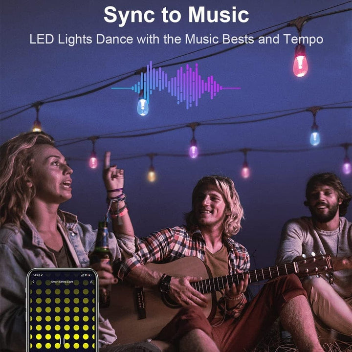 Outdoor Landscape Lighting LED 12V Low Voltage SLR102 LED RGBW Smart Bistro Acrylic String Lights Color Changing Outdoor Weatherproof 12V Edison Bulbs