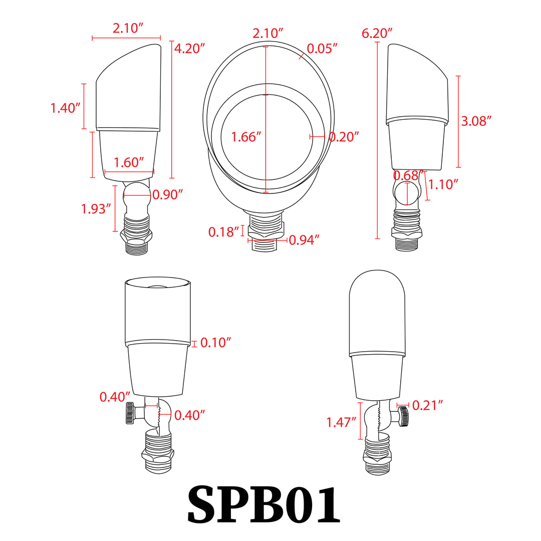 Outdoor Landscape Lighting LED 12V Low Voltage SPB01 Cast Brass Spotlight | Lamp Ready 12V Low Voltage Landscape Light MR16 Socket
