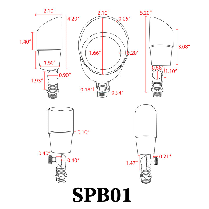 Outdoor Landscape Lighting LED 12V Low Voltage SPB01 Cast Brass Spotlight | Lamp Ready 12V Low Voltage Landscape Light MR16 Socket