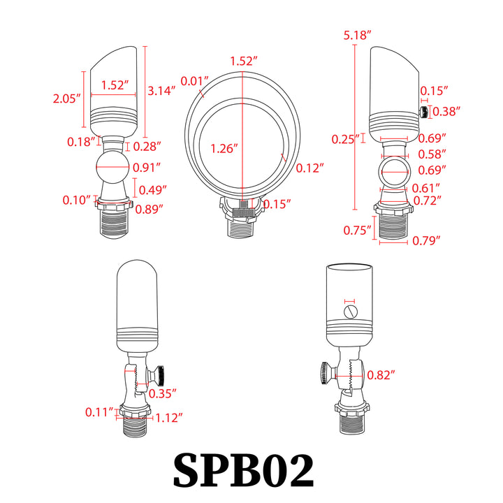 Outdoor Landscape Lighting LED 12V Low Voltage SPB02 12V Low Voltage Small Directional Bullet Brass Spotlight Outdoor Landscape Lighting MR11 Socket