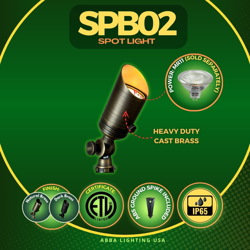Outdoor Landscape Lighting LED 12V Low Voltage SPB02 12V Low Voltage Small Directional Bullet Brass Spotlight Outdoor Landscape Lighting MR11 Socket