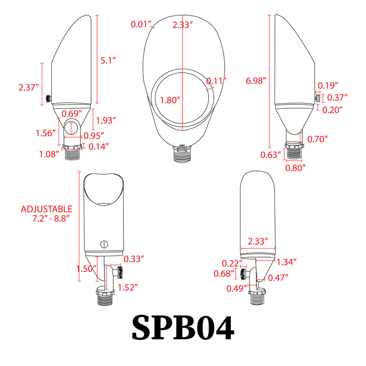 Outdoor Landscape Lighting LED 12V Low Voltage SPB04 4x/8x/12x Package Adjustable 12V Low Voltage LED Bullet Landscape Brass Spotlight Outdoor Lighting with MR16 5W 3000K Bulb