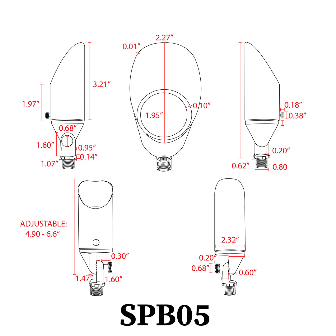 Outdoor Landscape Lighting LED 12V Low Voltage SPB05 4x/8x/12x Package LED Landscape Low Voltage Spotlight Adjustable Outdoor Lighting with MR16 5W 3000K Bulb