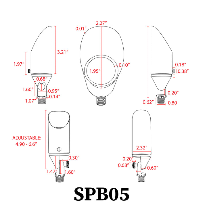 Outdoor Landscape Lighting LED 12V Low Voltage SPB05 4x/8x/12x Package LED Landscape Low Voltage Spotlight Adjustable Outdoor Lighting with MR16 5W 3000K Bulb