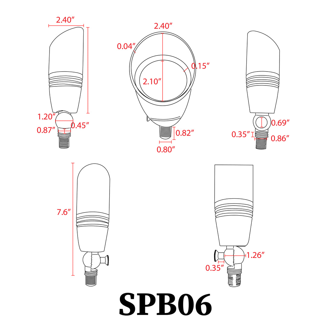 Outdoor Landscape Lighting LED 12V Low Voltage SPB06 4x/8x/12x Package 12V Low Voltage LED Outdoor Landscape Brass Spotlight with MR16 5W 3000K Bulb