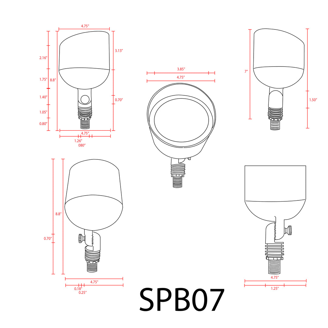 Outdoor Landscape Lighting LED 12V Low Voltage SPB07 Cast Brass Floodlight | Lamp Ready 12V Low Voltage Landscape Light MR16 Socket