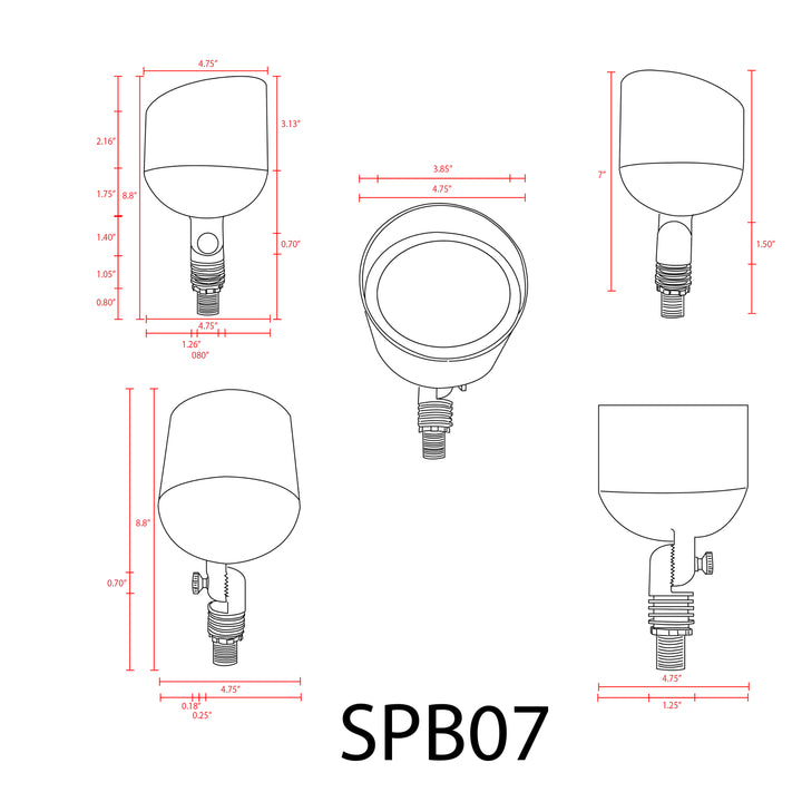 Outdoor Landscape Lighting LED 12V Low Voltage SPB07 Cast Brass Floodlight | Lamp Ready 12V Low Voltage Landscape Light MR16 Socket