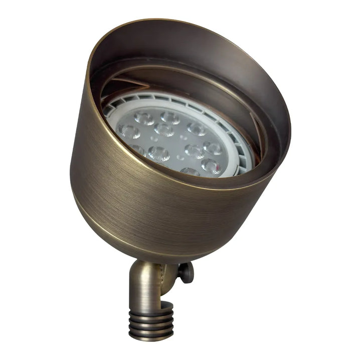 Outdoor Landscape Lighting LED 12V Low Voltage SPB07 Cast Brass Floodlight | Lamp Ready 12V Low Voltage Landscape Light MR16 Socket Natural Brass
