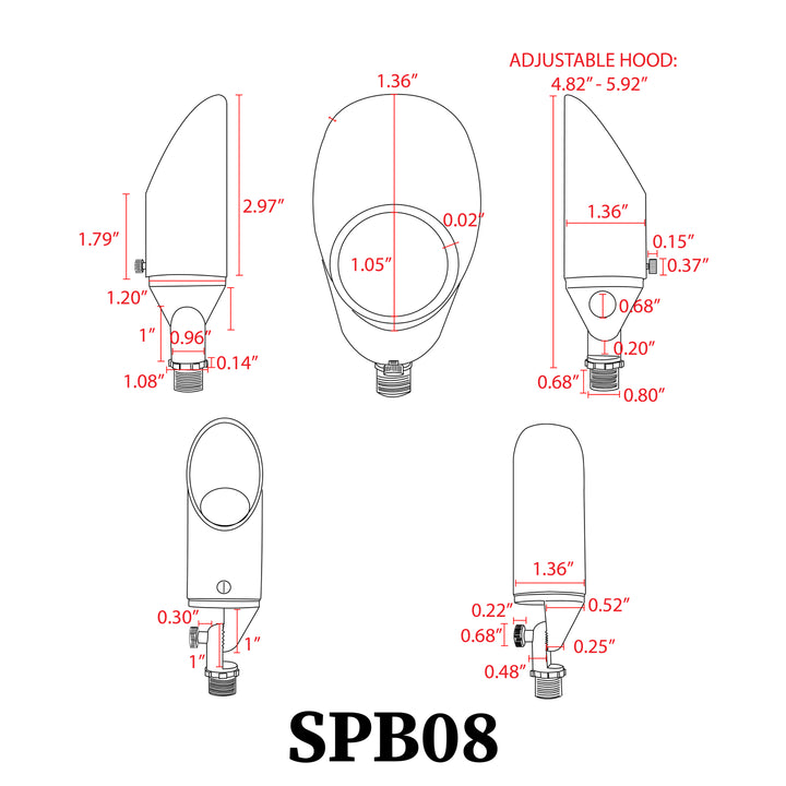 Outdoor Landscape Lighting LED 12V Low Voltage SPB08 4x/8x/12x Package 5W 3000K Warm White Integrated LED Brass Spotlight 12V Low Voltage Small Directional Bullet Light Outdoor Landscape