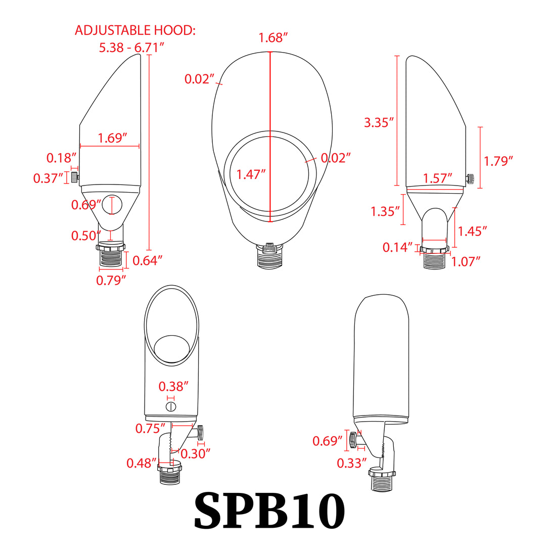 Outdoor Landscape Lighting LED 12V Low Voltage SPB10 Cast Brass Spotlight | 8W 3000K Warm White Integrated LED 12V Low Voltage Landscape Light