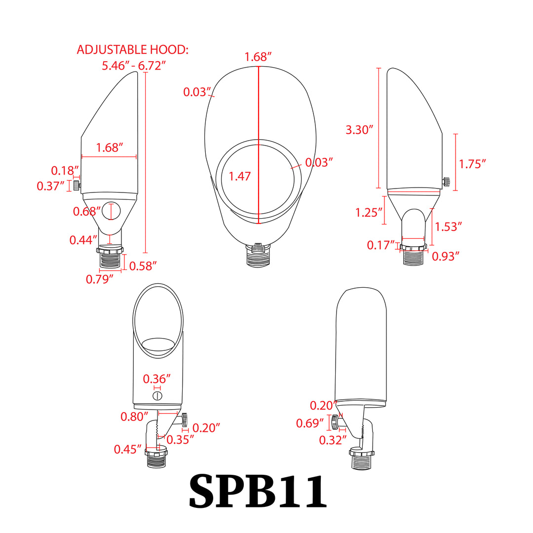 Outdoor Landscape Lighting LED 12V Low Voltage SPB11 Cast Brass Spotlight | Lamp Ready 12V Low Voltage Landscape Light MR16 Socket