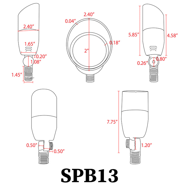 Outdoor Landscape Lighting LED 12V Low Voltage SPB13 4x/8x/12x Package 3W-12W Adjustable Integrated LED 12V Low Voltage Outdoor Landscape Lighting Bullet Style Brass Spotlight