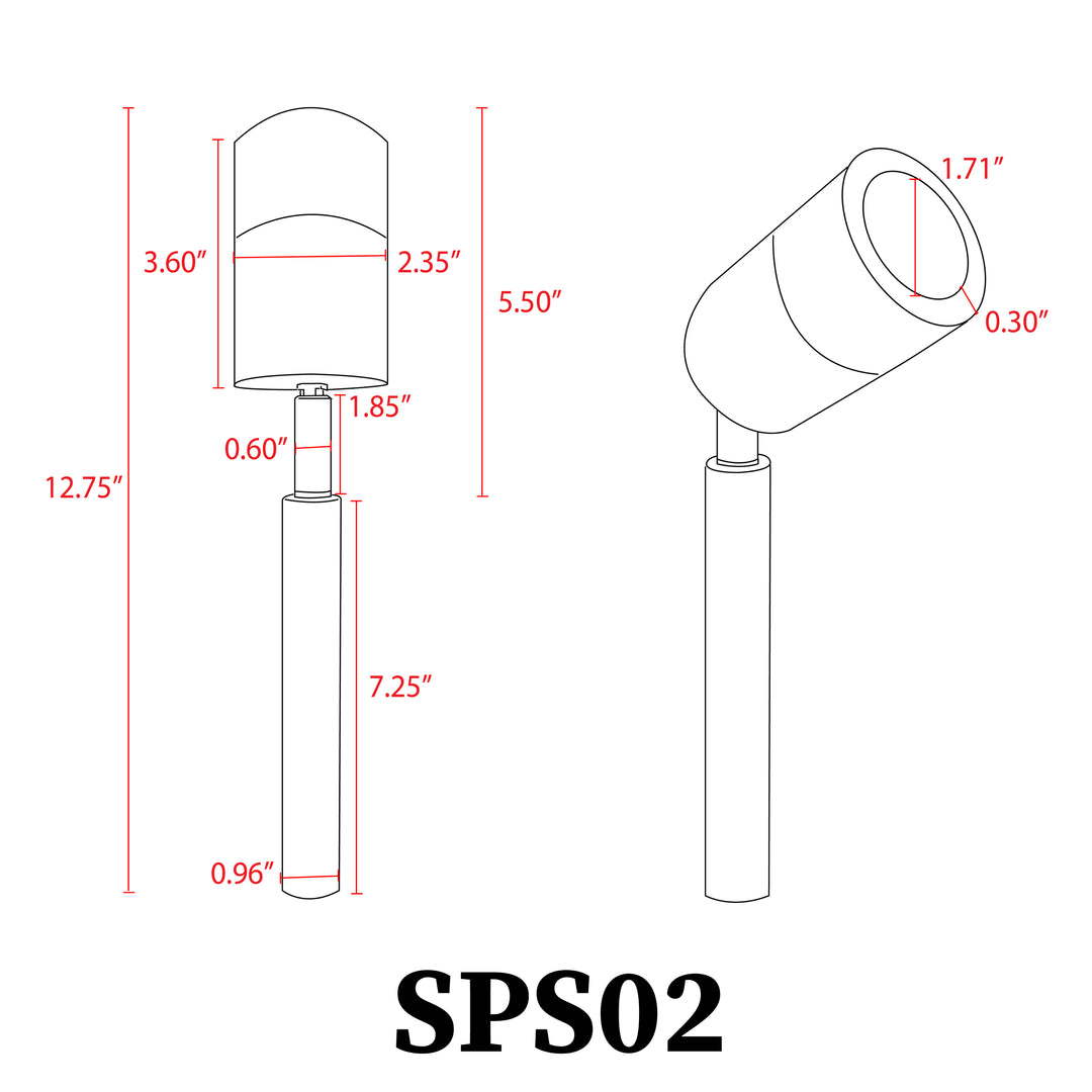 Outdoor Landscape Lighting LED 12V Low Voltage SPS02 Stainless Steel Spotlight | Lamp Ready 12V Low Voltage Landscape Light