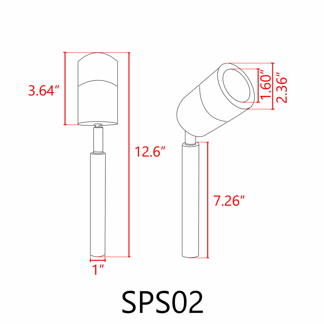Outdoor Landscape Lighting LED 12V Low Voltage SPS02 4x/8x/12x Package 12V Low Voltage LED Stainless Steel Spotlight Adjustable Up Lighting Fixtures with 5W 3000K Bulb