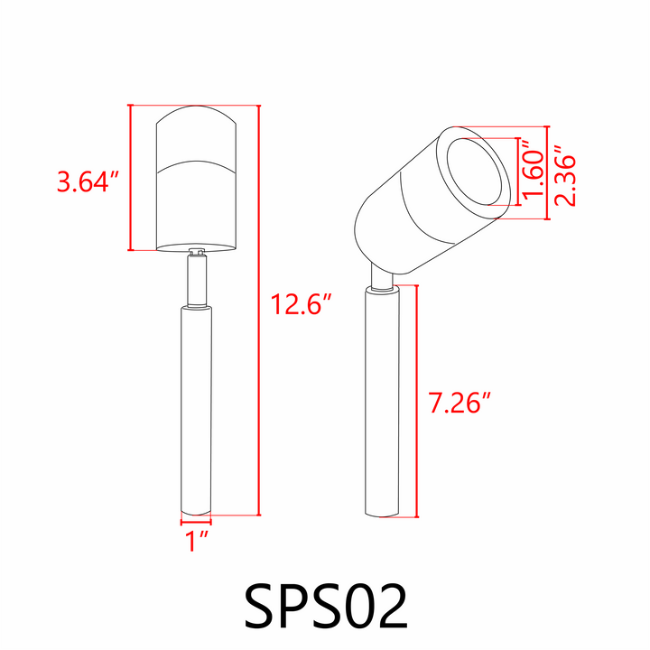 Outdoor Landscape Lighting LED 12V Low Voltage SPS02 4x/8x/12x Package 12V Low Voltage LED Stainless Steel Spotlight Adjustable Up Lighting Fixtures with 5W 3000K Bulb