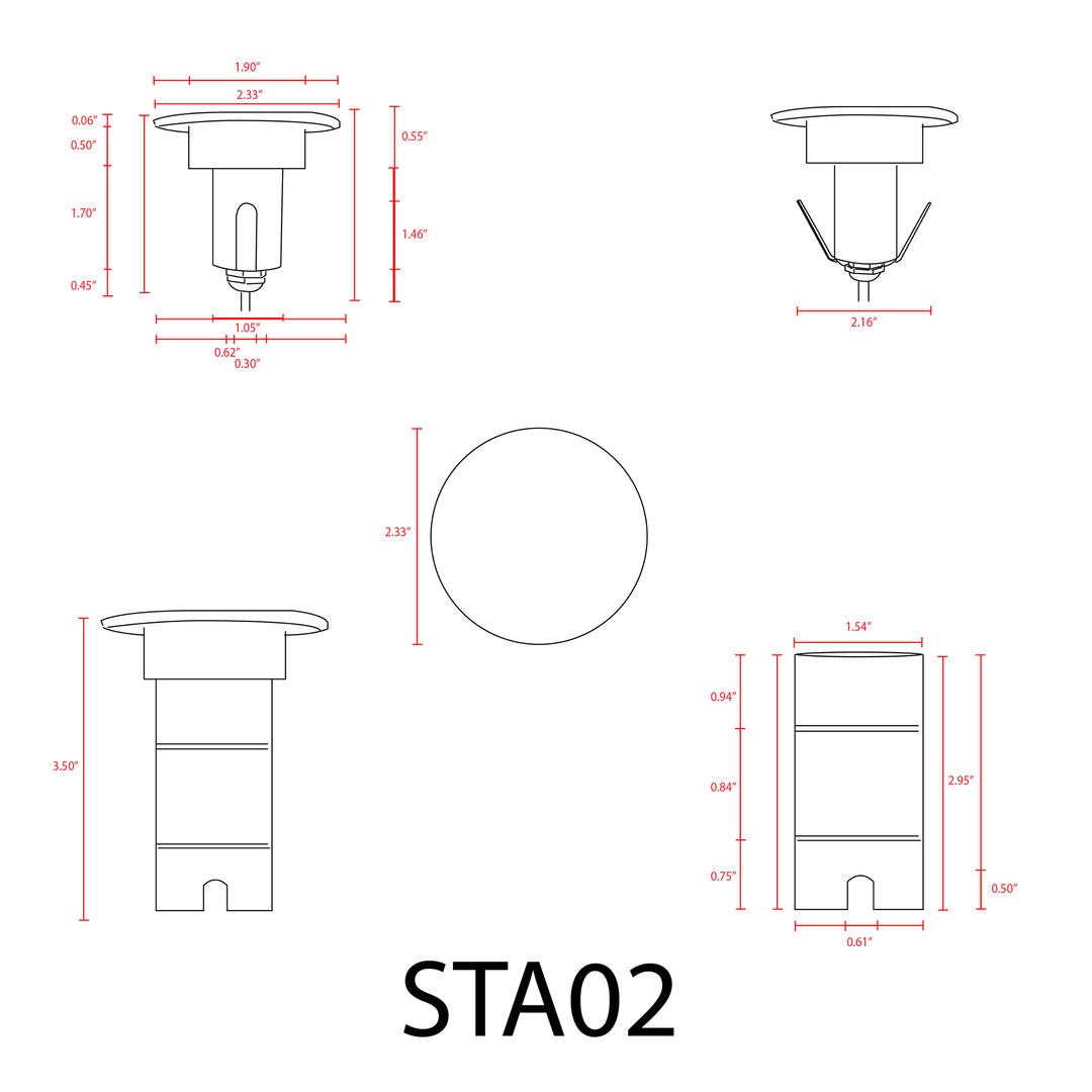 Outdoor Landscape Lighting LED 12V Low Voltage STA02 Stainless Steel Step Light | 3W 3000K Warm White Integrated LED 12V Low Voltage Landscape Light