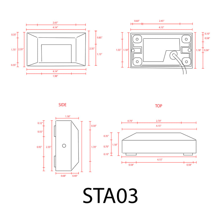 Outdoor Landscape Lighting LED 12V Low Voltage STA03 4x/8x/12x Package 2+2+2W 3CCT 3000K/4000K/5000K 12V Low Voltage Cast Aluminum Rectangular Surface Mount LED Stair Step or Deck Light
