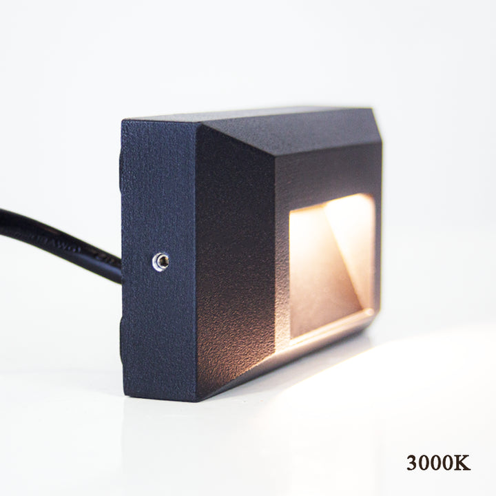 Outdoor Landscape Lighting LED 12V Low Voltage STA03 2+2+2W 3CCT 3000K/4000K/5000K 12V Low Voltage Cast Aluminum Rectangular Surface Mount LED Stair Step or Deck Light