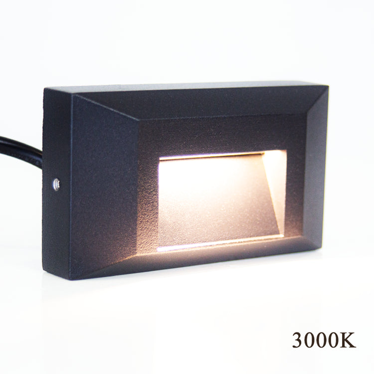 Outdoor Landscape Lighting LED 12V Low Voltage STA03 2+2+2W 3CCT 3000K/4000K/5000K 12V Low Voltage Cast Aluminum Rectangular Surface Mount LED Stair Step or Deck Light
