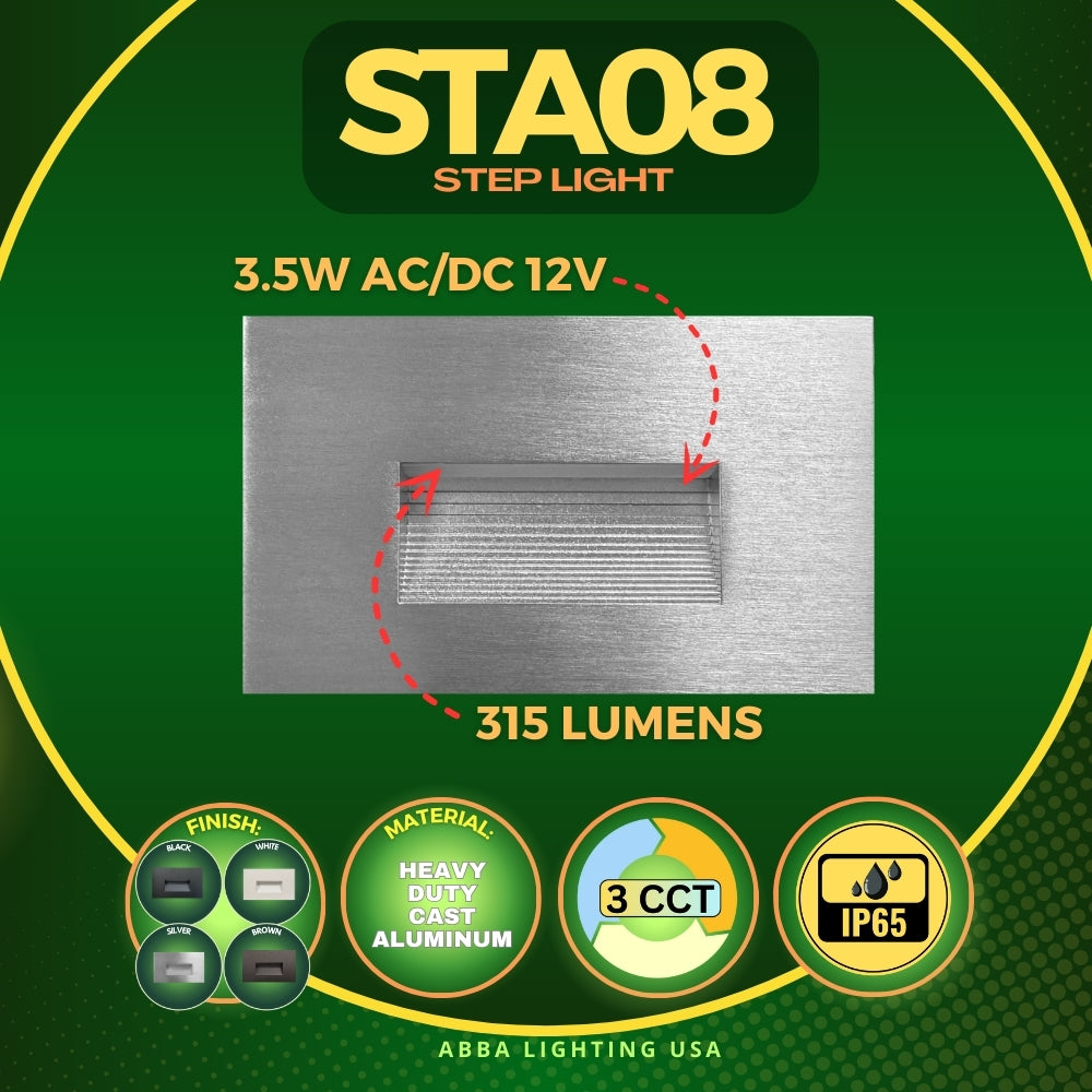 Outdoor Landscape Lighting LED 12V Low Voltage STA08 Cast Aluminum Step Light | 3.5W 3CCT Integrated LED 12V Low Voltage Landscape Light