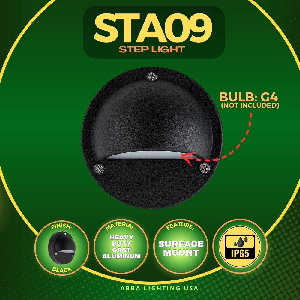 Outdoor Landscape Lighting LED 12V Low Voltage STA09 4x/8x/12x Package LED Round Aluminum Deck Light Surface Mount 12V Low Voltage Landscape Lighting with 3W 3000K Bulbs
