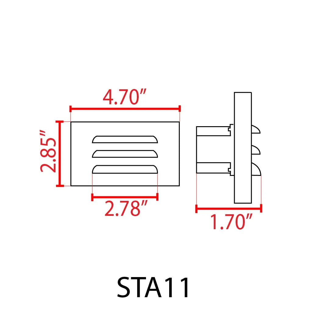 Outdoor Landscape Lighting LED 12V Low Voltage STA11 4x/8x/12x Package 3.5W 12V Low Voltage 3000K Warm White Integrated Rectangular Waterproof Horizontal LED Aluminum Step Light Wall Lighting Fixture