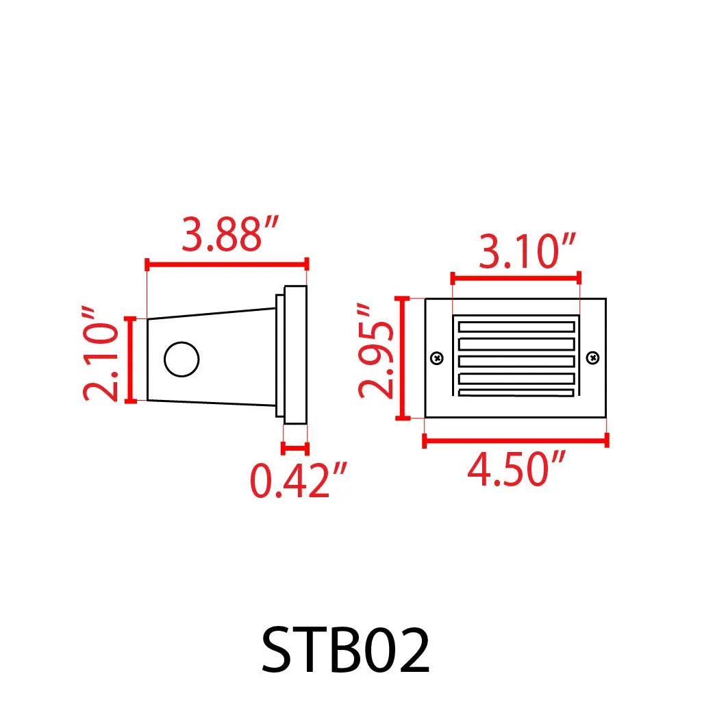 Outdoor Landscape Lighting LED 12V Low Voltage STB02 4x/8x/12x Package Louver Horizontal Waterproof LED Brass 4.5" Brick Lights Edge Step Lighting 12V Low Voltage 3W 3000K Bulb
