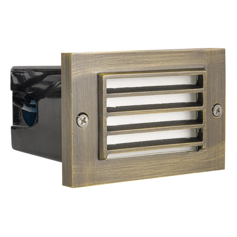 Outdoor Landscape Lighting LED 12V Low Voltage STB02 4x/8x/12x Package Louver Horizontal Waterproof LED Brass 4.5" Brick Lights Edge Step Lighting 12V Low Voltage 3W 3000K Bulb